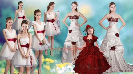 Top Selling Taffeta Sweetheart Sleeveless Brush Train Zipper Beading and Appliques and Hand Made Flower Quinceanera Gowns in White