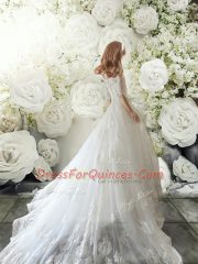 White Half Sleeves Court Train Lace Flower Girl Dresses for Less