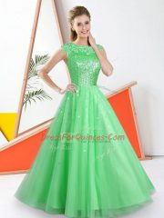 Sleeveless Beading and Lace Backless Damas Dress