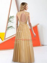 Sleeveless Beading and Lace Backless Damas Dress