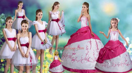 Delicate White Sleeveless Embroidery and Pick Ups Floor Length Sweet 16 Quinceanera Dress