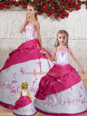 Delicate White Sleeveless Embroidery and Pick Ups Floor Length Sweet 16 Quinceanera Dress