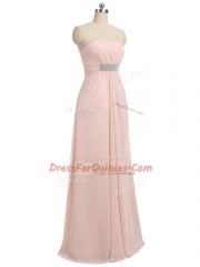 Romantic Sleeveless Side Zipper Floor Length Beading Dama Dress