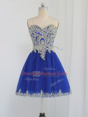 Customized Royal Blue Prom Gown Prom and Party and Sweet 16 with Beading Sweetheart Sleeveless Zipper