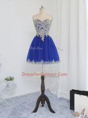 Customized Royal Blue Prom Gown Prom and Party and Sweet 16 with Beading Sweetheart Sleeveless Zipper