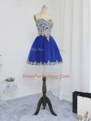 Customized Royal Blue Prom Gown Prom and Party and Sweet 16 with Beading Sweetheart Sleeveless Zipper