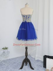 Customized Royal Blue Prom Gown Prom and Party and Sweet 16 with Beading Sweetheart Sleeveless Zipper