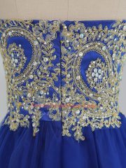 Customized Royal Blue Prom Gown Prom and Party and Sweet 16 with Beading Sweetheart Sleeveless Zipper