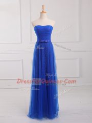 Royal Blue Sleeveless Tulle and Lace Lace Up Quinceanera Court of Honor Dress for Prom and Party and Wedding Party