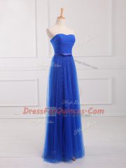 Royal Blue Sleeveless Tulle and Lace Lace Up Quinceanera Court of Honor Dress for Prom and Party and Wedding Party