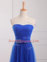 Royal Blue Sleeveless Tulle and Lace Lace Up Quinceanera Court of Honor Dress for Prom and Party and Wedding Party