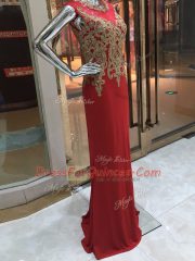 Most Popular Beading and Appliques Homecoming Dress Red Zipper Sleeveless Floor Length