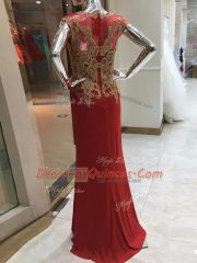 Most Popular Beading and Appliques Homecoming Dress Red Zipper Sleeveless Floor Length