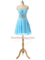 Baby Blue Prom Dress Prom and Party and Beach with Beading Sweetheart Sleeveless Lace Up