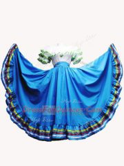 Chic Baby Blue Short Sleeves Ruffled Layers Floor Length Quinceanera Dresses