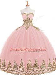 Affordable Tulle Sleeveless Floor Length Sweet 16 Quinceanera Dress and Appliques
