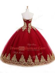Affordable Tulle Sleeveless Floor Length Sweet 16 Quinceanera Dress and Appliques