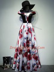 Most Popular Multi-color Printed Lace Up Sleeveless Floor Length Ruching