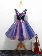 Attractive Mini Length Multi-color Homecoming Dress V-neck Sleeveless Lace Up