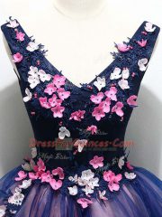 Attractive Mini Length Multi-color Homecoming Dress V-neck Sleeveless Lace Up