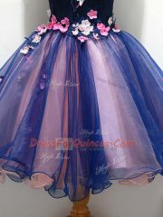 Attractive Mini Length Multi-color Homecoming Dress V-neck Sleeveless Lace Up