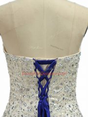 Royal Blue Lace Up Quinceanera Dress Beading Sleeveless Floor Length