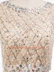 High Quality Mini Length Champagne Prom Evening Gown Scoop Sleeveless Side Zipper