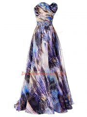Multi-color Prom Dresses Prom and Sweet 16 and Beach with Beading and Ruching Sweetheart Sleeveless Side Zipper