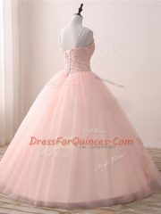 Decent Sleeveless Beading and Appliques Lace Up 15th Birthday Dress