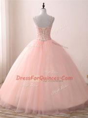 Decent Sleeveless Beading and Appliques Lace Up 15th Birthday Dress