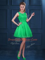 Wonderful Knee Length Zipper Quinceanera Court of Honor Dress for Prom and Party with Lace and Ruffled Layers