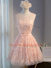 Tulle Sleeveless Mini Length Prom Dress and Appliques and Belt