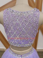 Tulle Sleeveless Floor Length Prom Dresses and Beading