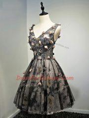 Deluxe Sleeveless Lace Up Mini Length Hand Made Flower