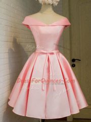 New Style 3 4 Length Sleeve Lace Up Knee Length Belt Dama Dress for Quinceanera