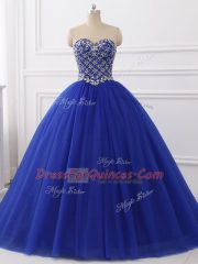 Perfect Floor Length Ball Gowns Sleeveless Royal Blue Vestidos de Quinceanera Lace Up
