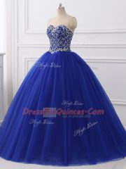 Perfect Floor Length Ball Gowns Sleeveless Royal Blue Vestidos de Quinceanera Lace Up