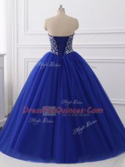 Perfect Floor Length Ball Gowns Sleeveless Royal Blue Vestidos de Quinceanera Lace Up