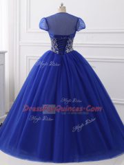 Perfect Floor Length Ball Gowns Sleeveless Royal Blue Vestidos de Quinceanera Lace Up