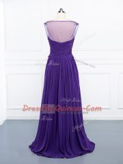 V-neck Sleeveless Side Zipper Homecoming Dress Purple Chiffon