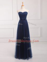 Exquisite Navy Blue Sweetheart Lace Up Belt Quinceanera Dama Dress Sleeveless