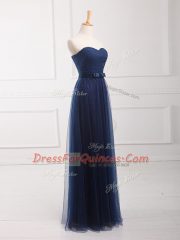 Exquisite Navy Blue Sweetheart Lace Up Belt Quinceanera Dama Dress Sleeveless