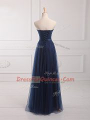 Exquisite Navy Blue Sweetheart Lace Up Belt Quinceanera Dama Dress Sleeveless