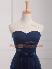 Exquisite Navy Blue Sweetheart Lace Up Belt Quinceanera Dama Dress Sleeveless