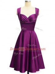 Sweet Purple Damas Dress Prom and Party and Wedding Party with Ruching Straps Sleeveless Side Zipper