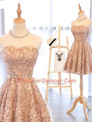 Great Mini Length Champagne Homecoming Dress Sweetheart Sleeveless Lace Up