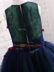Sleeveless Zipper Knee Length Lace and Appliques Little Girls Pageant Dress