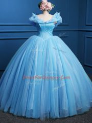 Appliques Sweet 16 Quinceanera Dress Baby Blue Zipper Sleeveless Floor Length