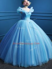 Appliques Sweet 16 Quinceanera Dress Baby Blue Zipper Sleeveless Floor Length