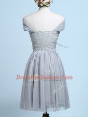 Beauteous Baby Pink Strapless Neckline Belt Quinceanera Dama Dress Sleeveless Side Zipper